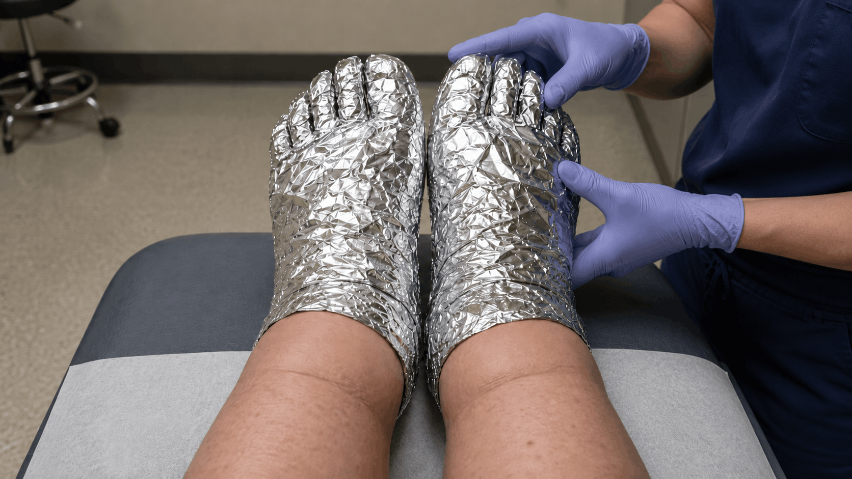 Podiatrist examining swollen feet and ankles